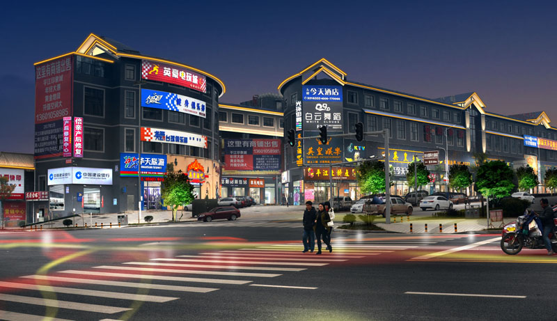 岳阳市平江县汨罗江沿江风光带夜景亮化